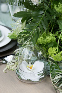 High angle view of vegetables on table