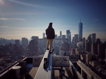 Man looking at el salvador cityscape