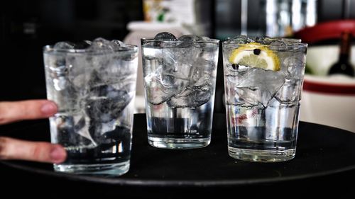 Close-up of drink in glass on table