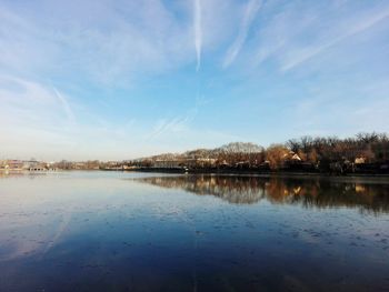 Scenic view of lake against sky