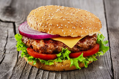 Close-up of burger