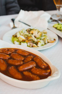 High angle view of meal served in plate