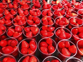 Full frame shot of strawberries in market