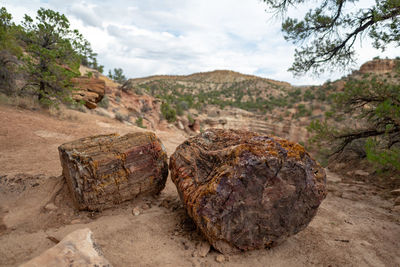 Scenic view of rocks against sky