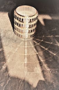 High angle view of shadow on table