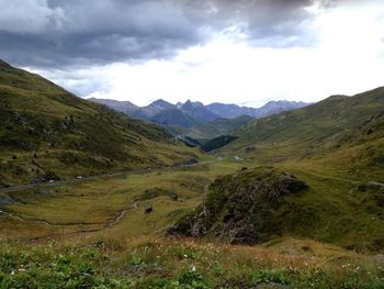 Scenic view of mountains against sky