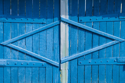 Full frame shot of blue metal door