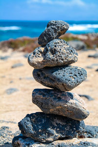 Stack of stones on beach