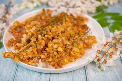 Close-up of food in plate on table