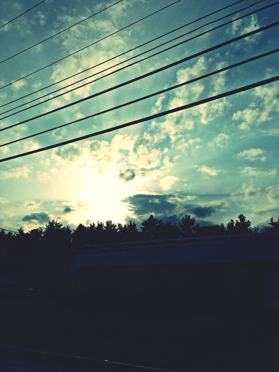 power line, sky, silhouette, sunset, electricity pylon, cable, electricity, cloud - sky, power supply, connection, cloud, low angle view, power cable, cloudy, dusk, nature, dark, scenics, tree, no people