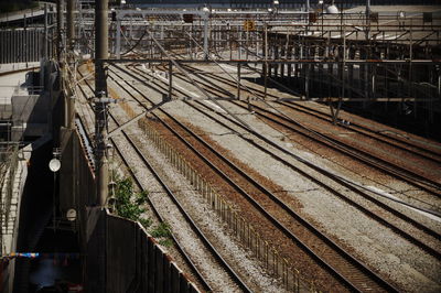 High angle view of railroad station platform