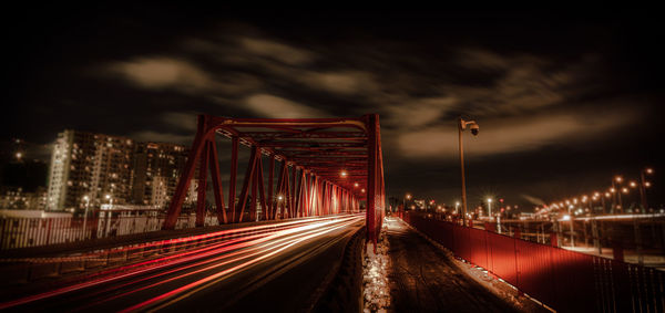 Red bridge in gdansk at night