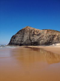 Scenic view of calm sea against clear sky