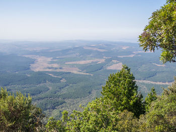 Scenic view of tree mountains against sky