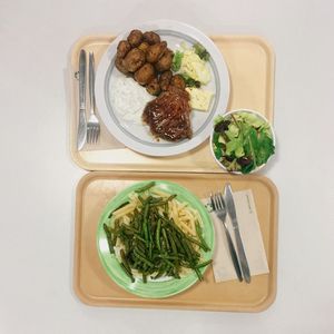 Directly above shot of food served in plate