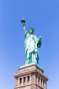 Low angle view of statue against clear sky