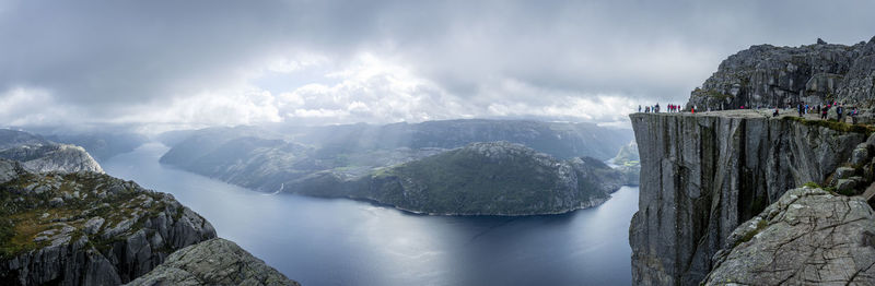 Panoramic view of waterfall against sky