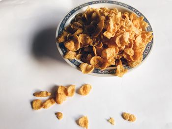 High angle view of breakfast served on table
