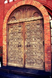 Closed door of old building
