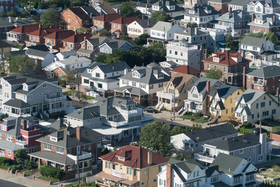 High angle view of buildings in city