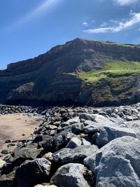 Scenic view of rocks against sky