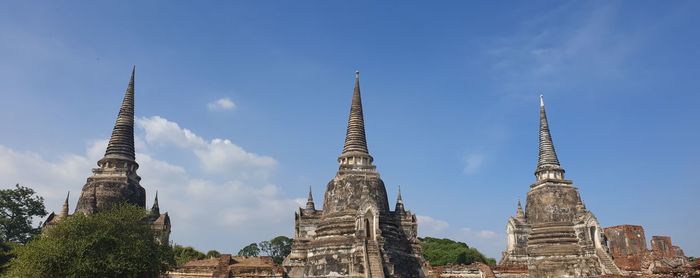 Low angle view of temple building against sky