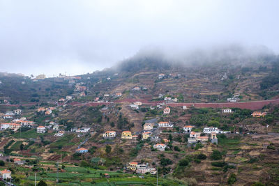 High angle view of townscape against sky