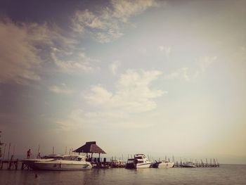 Boat sailing in sea