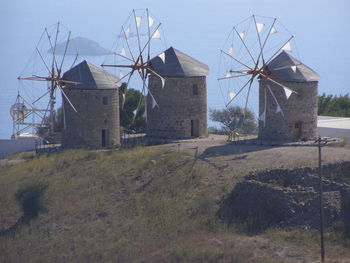 Traditional windmill against blue sky