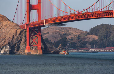 Golden gate bridge over bay of water 