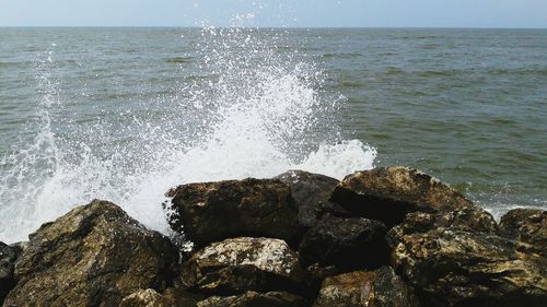 Scenic view of sea against clear sky