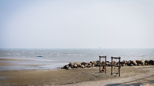 Scenic view of sea against clear sky