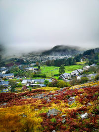 Scenic view of landscape against sky during autumn