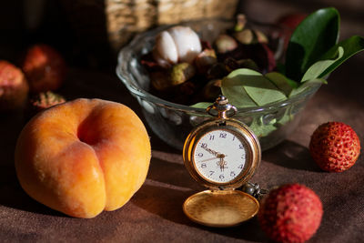 Close-up of fruits on table