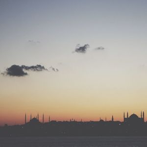 View of buildings at sunset