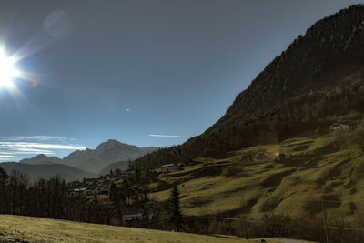 Scenic view of mountains against clear sky