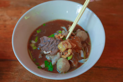 Close-up of soup in bowl