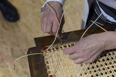 Close-up of hands working