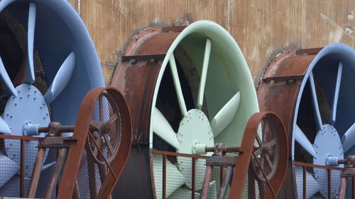 Close-up of chairs on boat