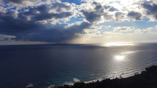 Scenic view of sea against sky at sunset