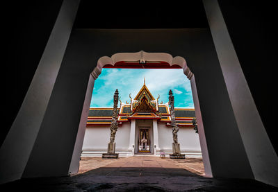 View of temple building against sky