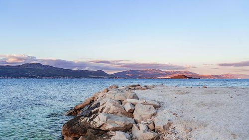 Scenic view of sea against sky during sunset