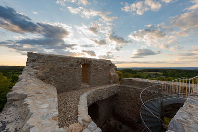 Old ruin building against cloudy sky