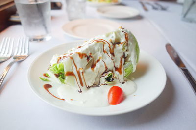 High angle view of meal served in plate