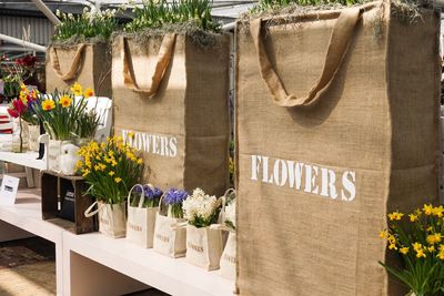 Flowers in jute bags for sale