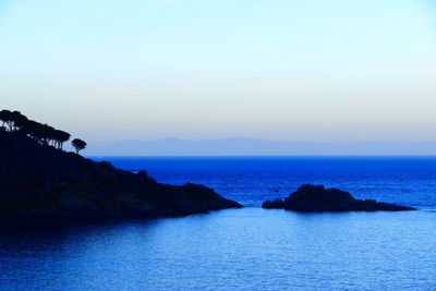 Scenic view of sea against clear sky