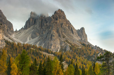 Scenic view of rocky mountains against sky