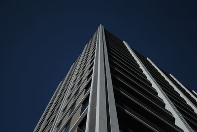 Low angle view of modern building against clear sky