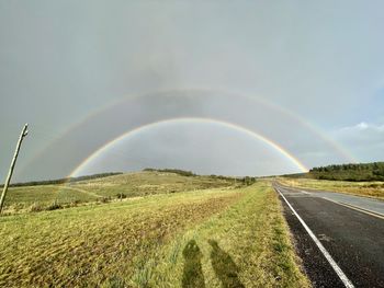 Scenic view of rainbow against sky