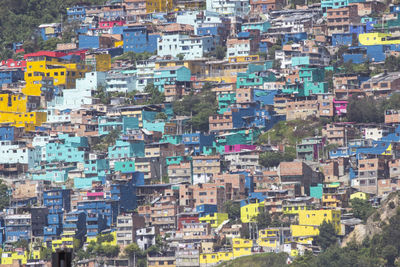 High angle view of buildings in city